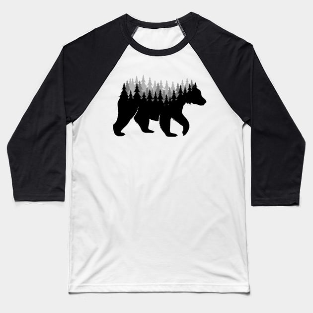 Nature Bear Tree Baseball T-Shirt by Brutusals.Design